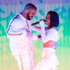 Drake and Rihanna in white outfits