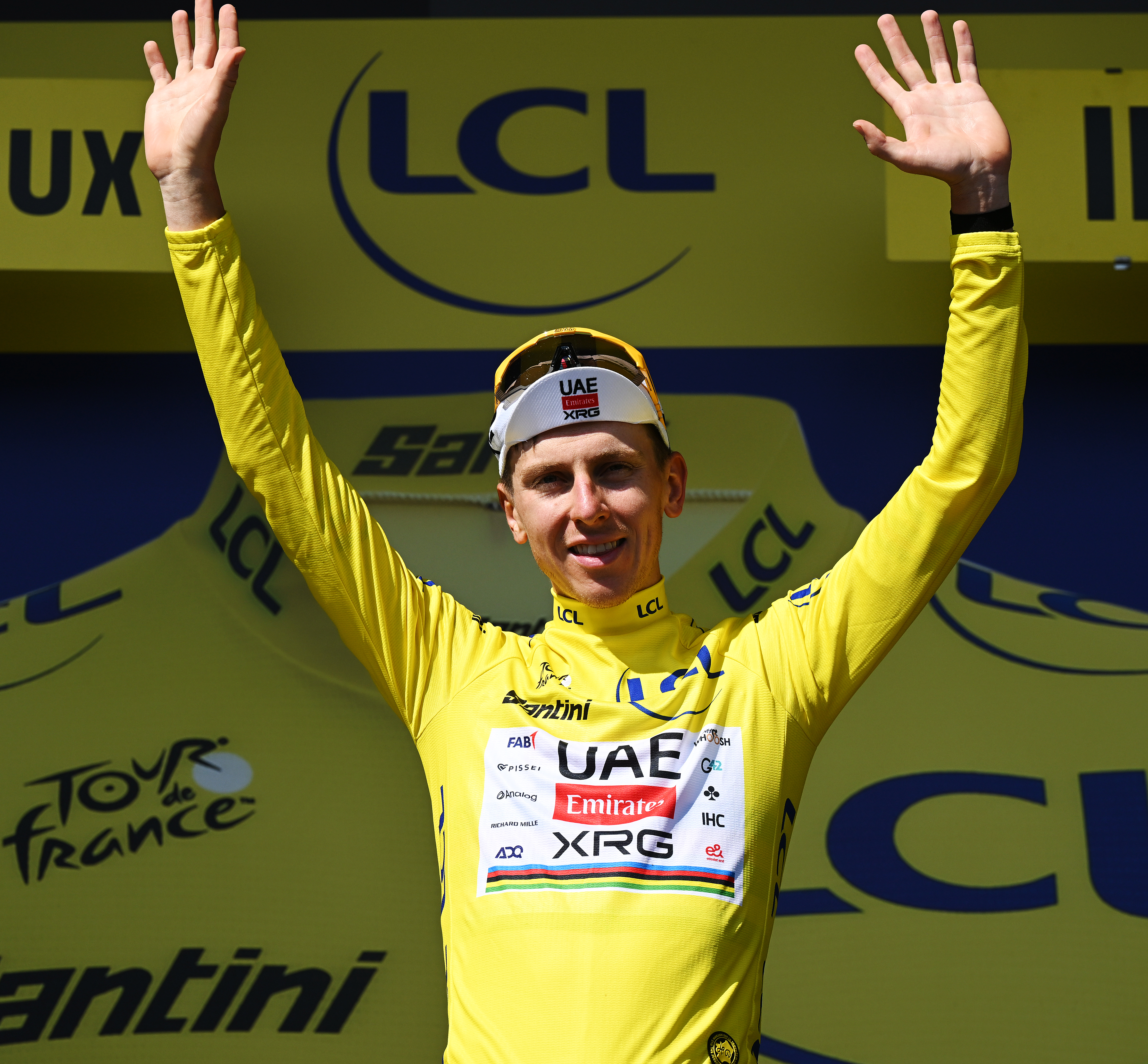 Tadej Pogačar in the yellow jersey at the Tour de France