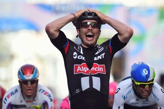 John Degenkolb reacts after winning the 2015 Milan-San Remo.