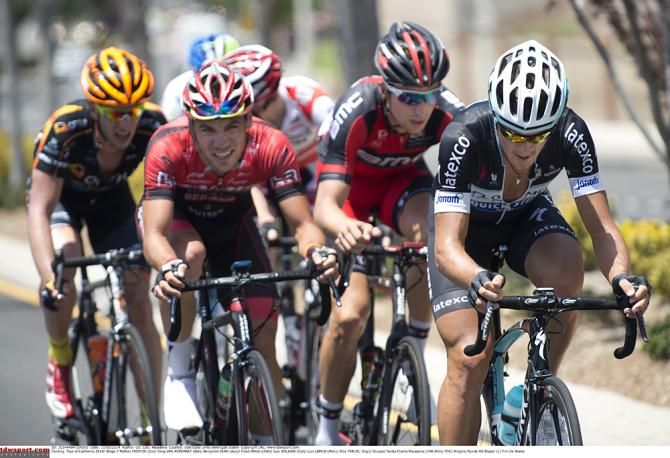 Matteo Trentin (Omega Pharma-QuickStep) leads the breakaway during Stage 7