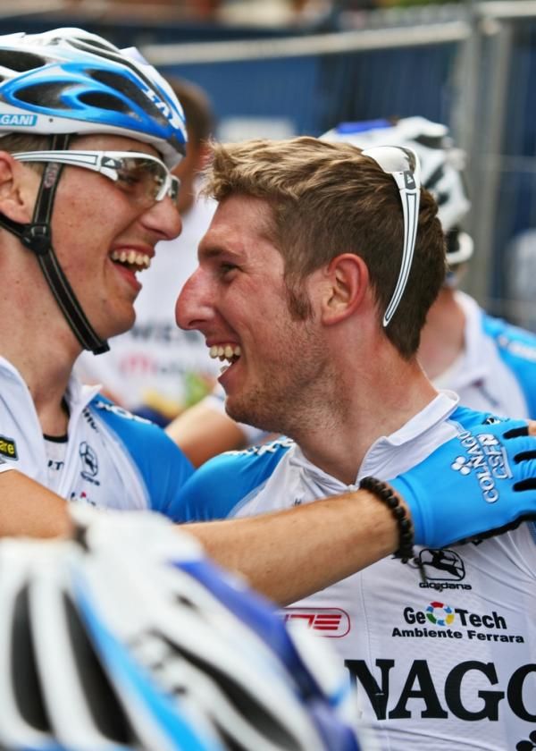 The Colnago CSF Inox team celebrates the win