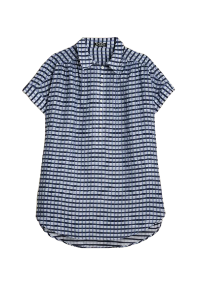 J.Crew, Crinkled Tunic Beach Dress in Gingham Print