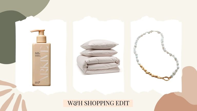 three of w&h's March shopping edit picks for what to buy in March on a beige background with pink and green watercolour decoration 