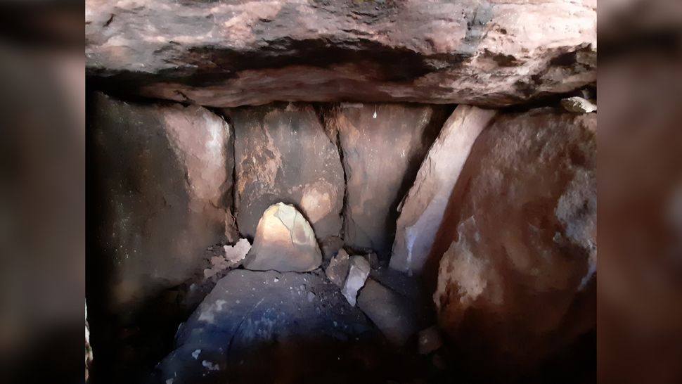The tomb appears appears to be a "cist" or chamber tomb from the Bronze Age, possibly about 3,000 years old; human bones found inside have been sampled for radiocarbon dating. (Image credit: National Monuments Service, Ireland)