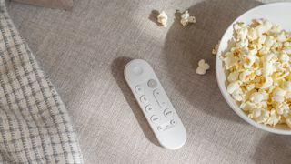 Porcelain Google TV Streamer remote lifestlye