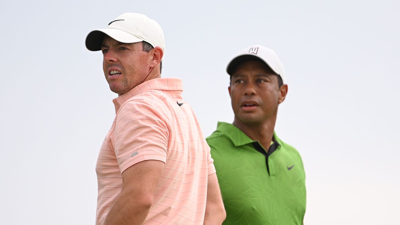 Rory McIlroy and Tiger Woods during the PGA Championship At Southern Hills