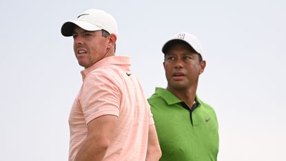 Rory McIlroy and Tiger Woods during the PGA Championship At Southern Hills