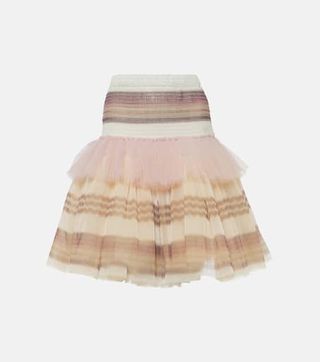Striped tulle mini skirt