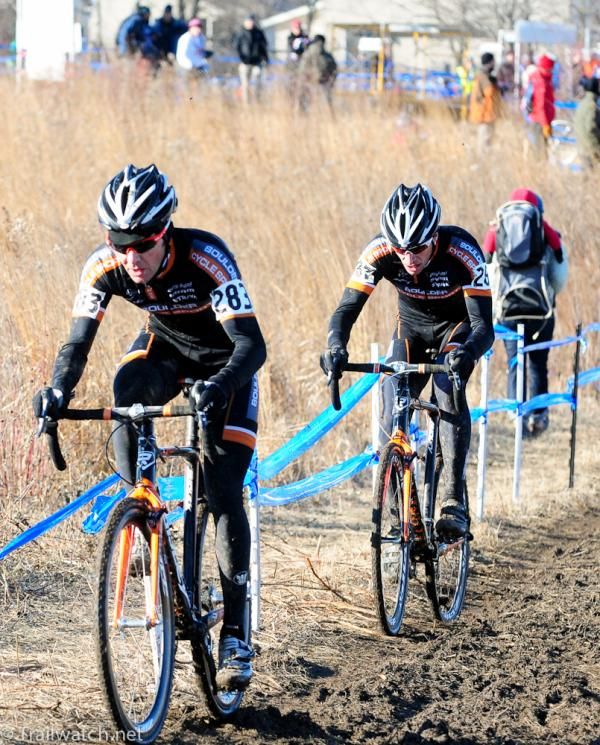 Brandon Dwight leading his Boulder Cycle Sport teammate Pete Webber