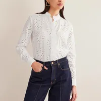 Scallop Trim Broderie Shirt,&nbsp;$150 (£98)&nbsp;| Boden