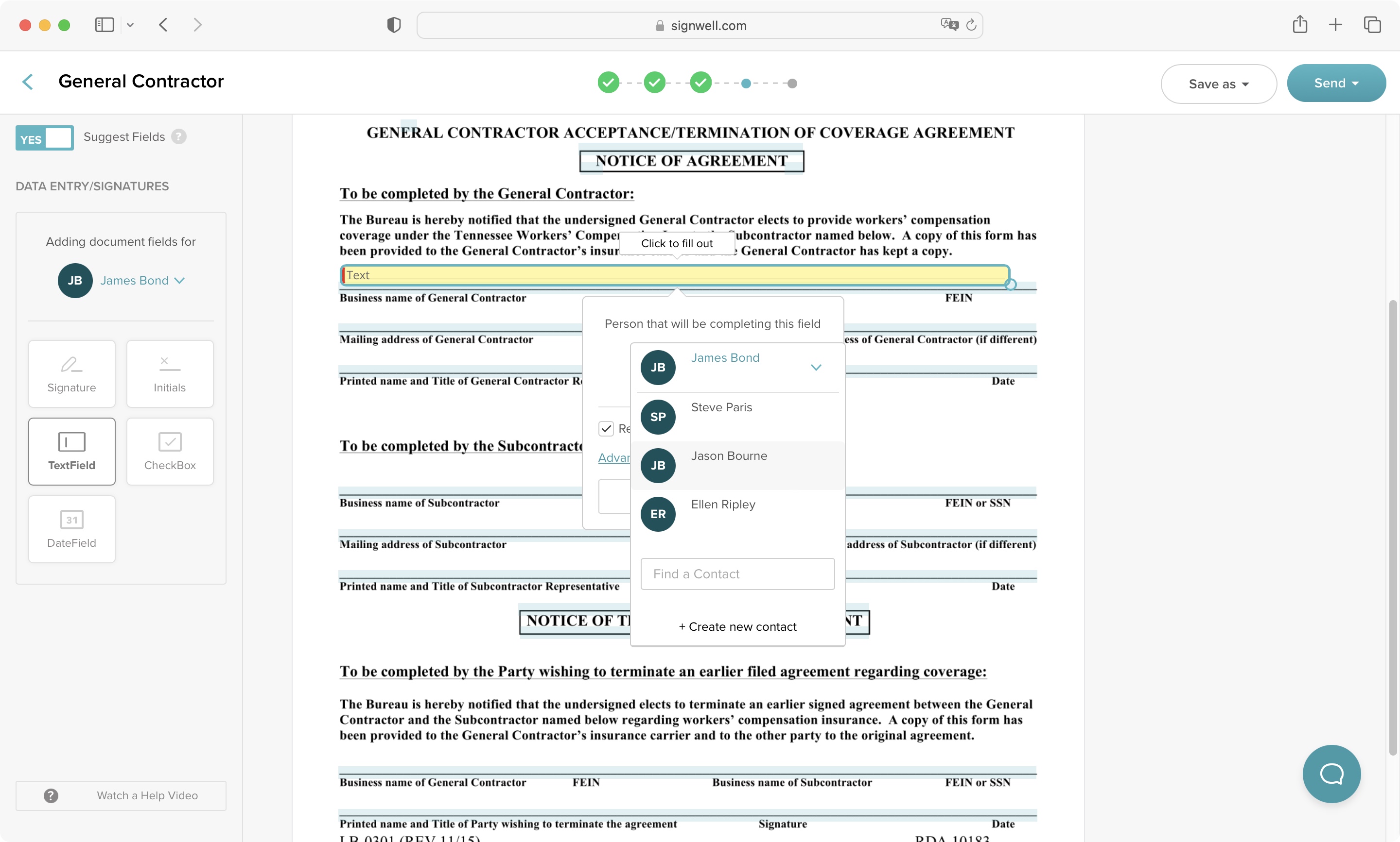 SignWell eSign software solution during our test and review process