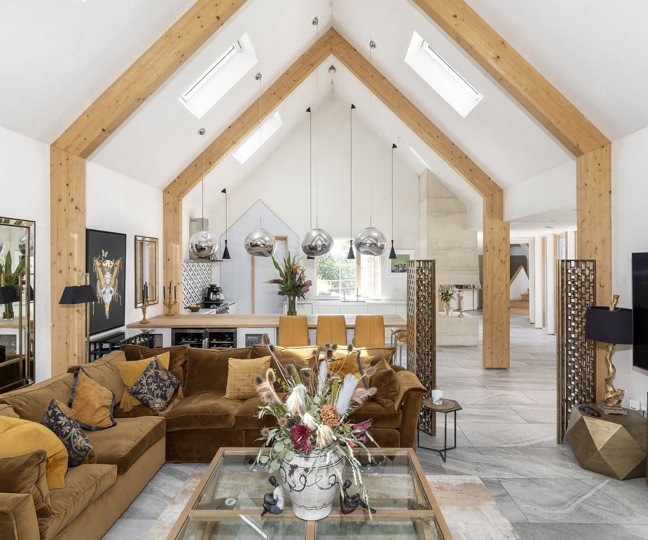 A contemporary hallway in a self build home. T