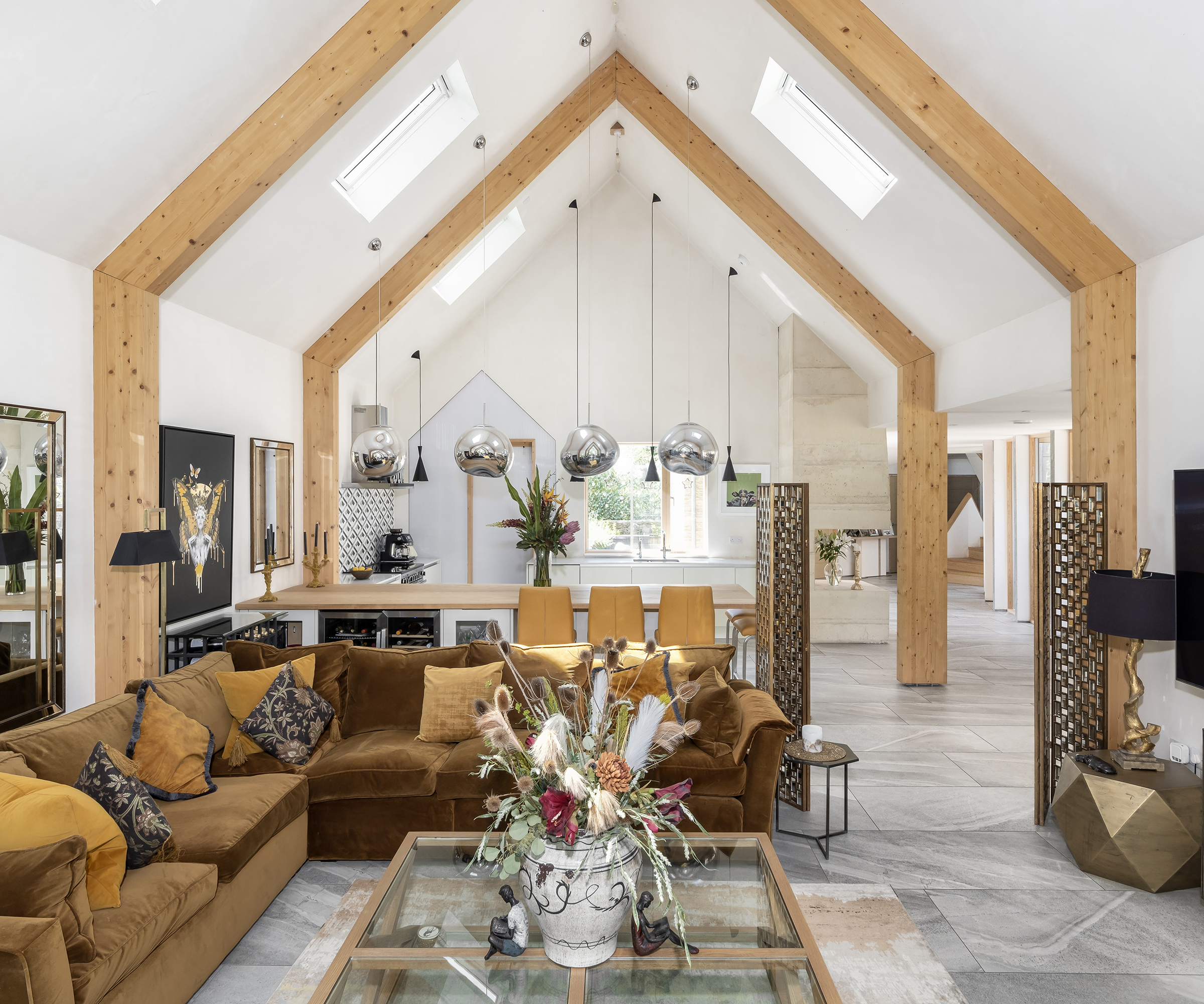 A contemporary hallway in a self build home. T