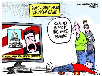 Editorial cartoon Benghazi drinking game
