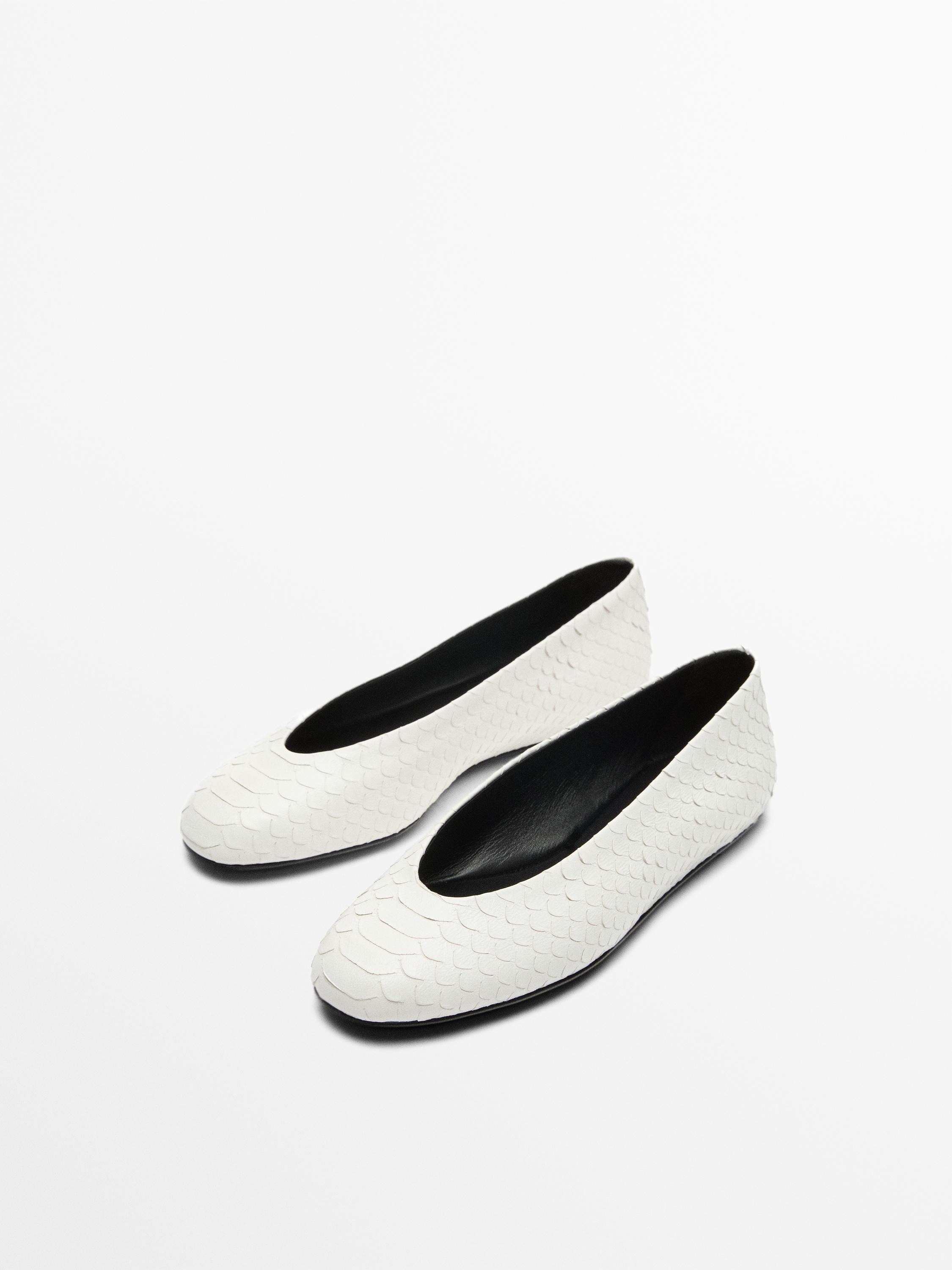 Massimo Dutti, ballet flats with leather details