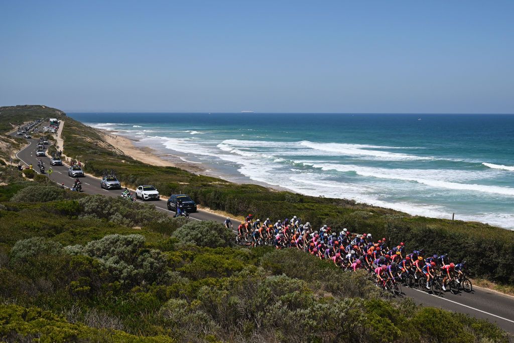 GEELONG AUSTRALIA FEBRUARY 01 during the 9th Cadel Evans Great Ocean Road Race 2025 Womens Elite a 1418km one day race from Geelong to Geelong UCIWWT on February 01 2025 in Geelong Australia Photo by Dario BelingheriGetty Images