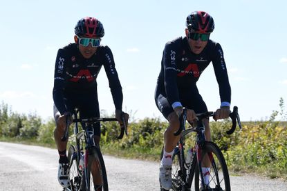 Egan Bernal and Sir Dave Brailsford at the 2020 Tour de France