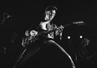 Rock'n'roll guitarist Link Wray (1929 - 2005) performs on stage at The Venue in London, 2nd June 1979