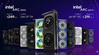 Intel Arc B580 and B570 graphics cards with price and release date information