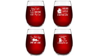 Funny Cat Stemless Wine Glasses gifts for cat lovers