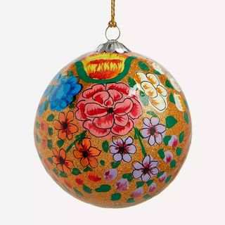 Colorful floral painted round christmas tree decoration
