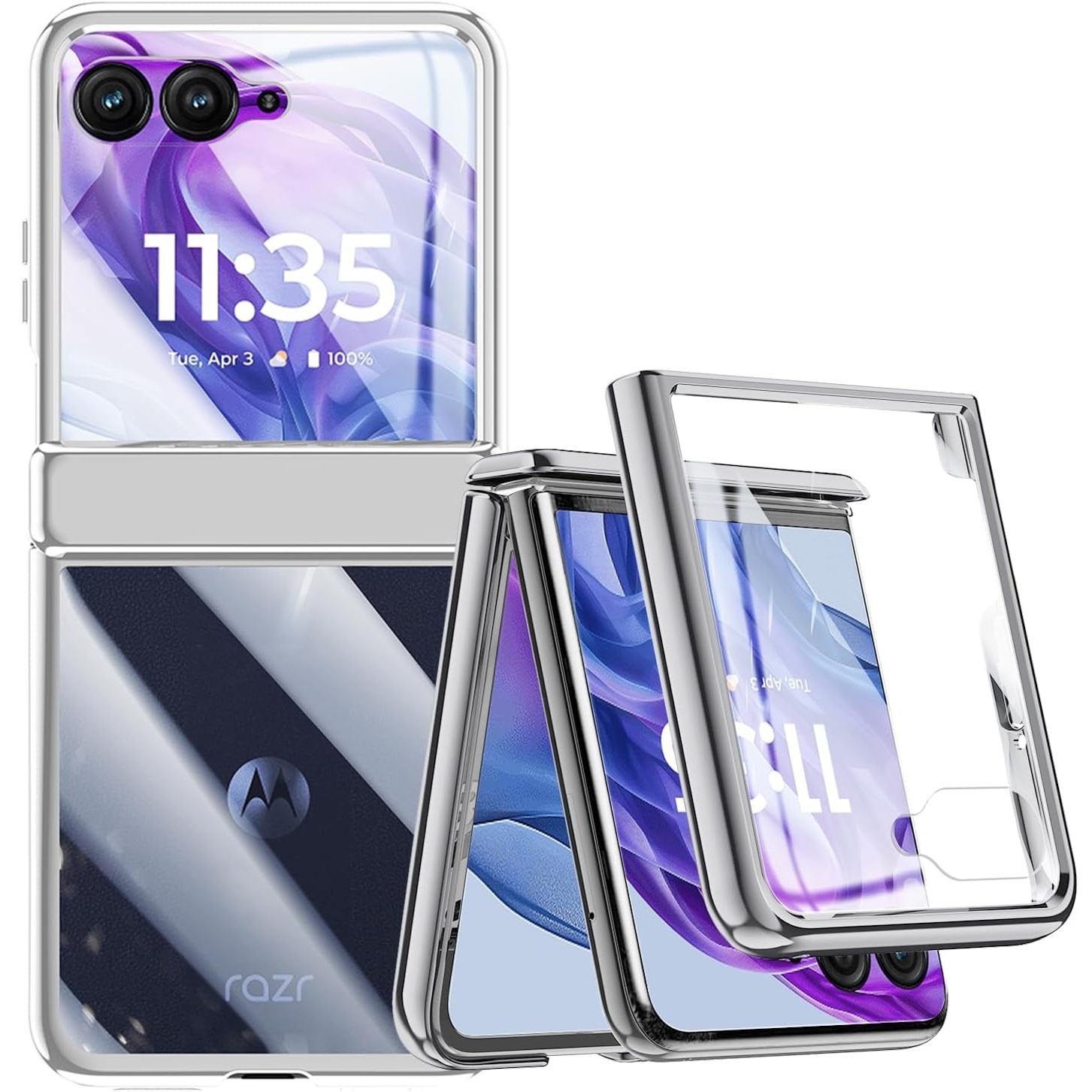 Clatoxi Transparent Case for Motorola Razr 50 Ultra with Built-in Screen Protector