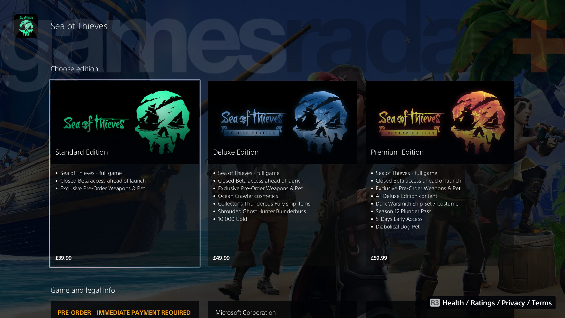 Sea of Thieves preorder for PS5 beta access