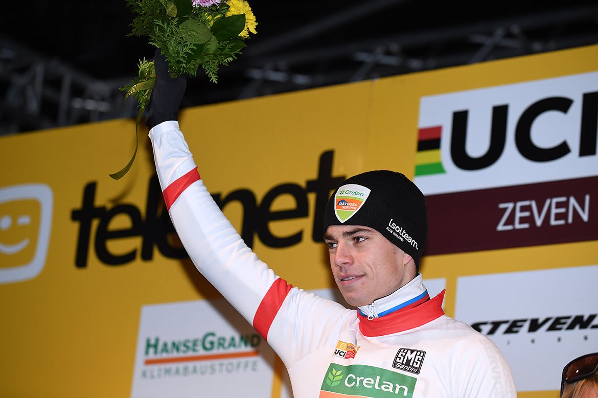 Wout van Aert on the podium