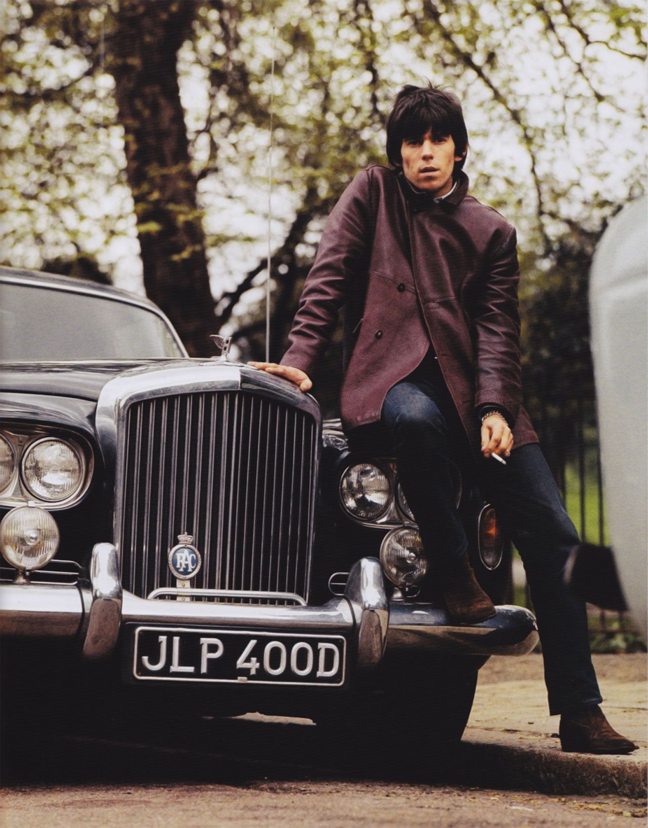Keith Richards with his 1966 Bentley S3 Continental. In 1967 he drove the car to Morocco with Anita Pallenburg and her boyfriend Brian Jones. By the time they returned, Anita was with Keith.