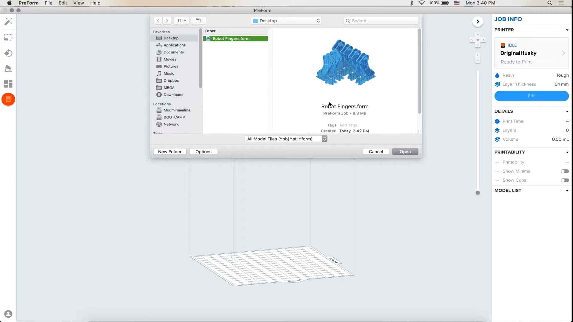 Formlabs Form 3+ 3D printer software