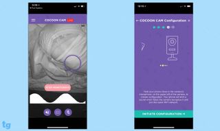 The app circles the spot where it detects breathing motion to help you see it, too. The app can send audio signals to the camera to complete the pairing process.
