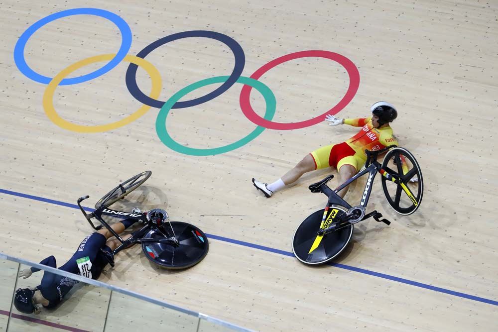The riders were left on the track