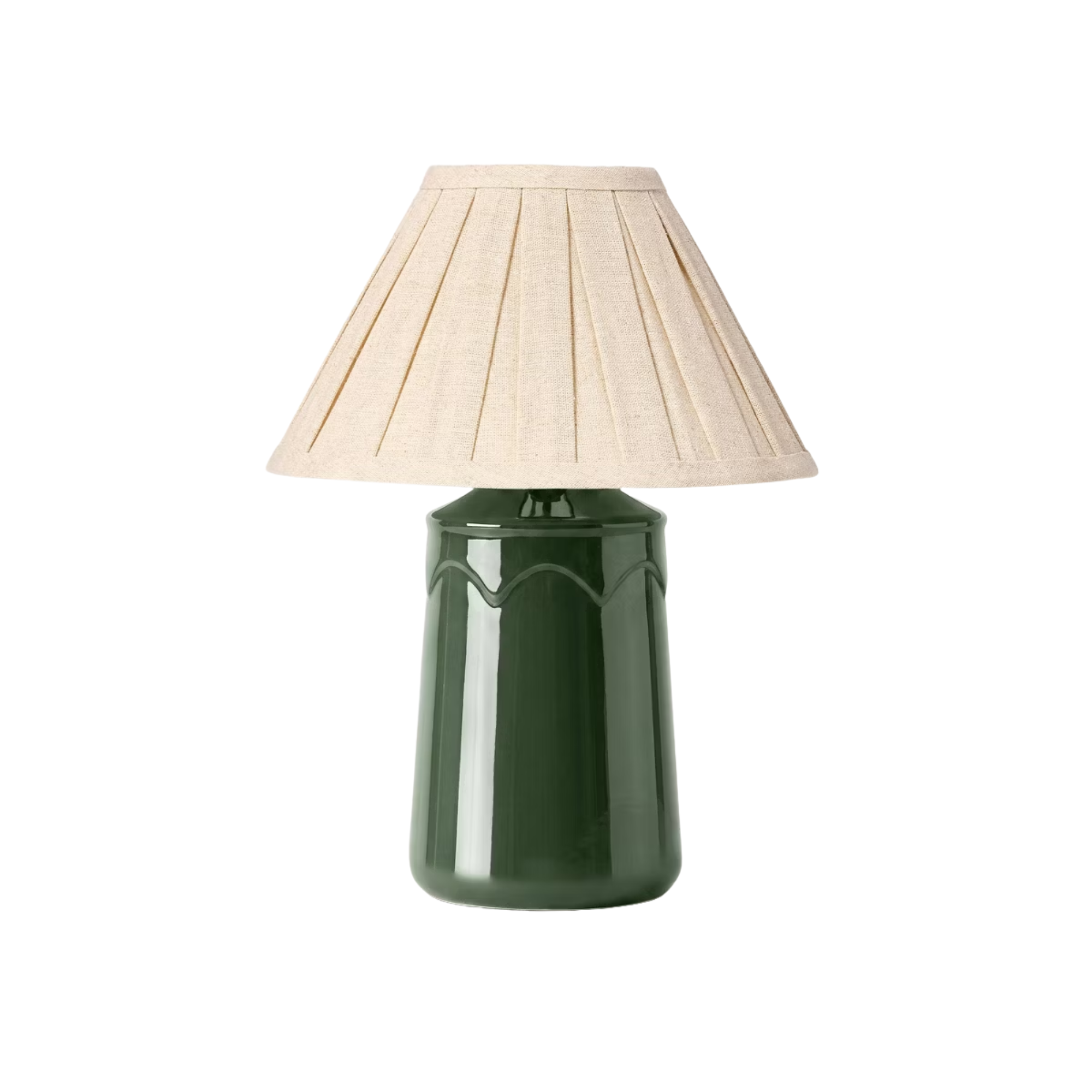 a green table lamp