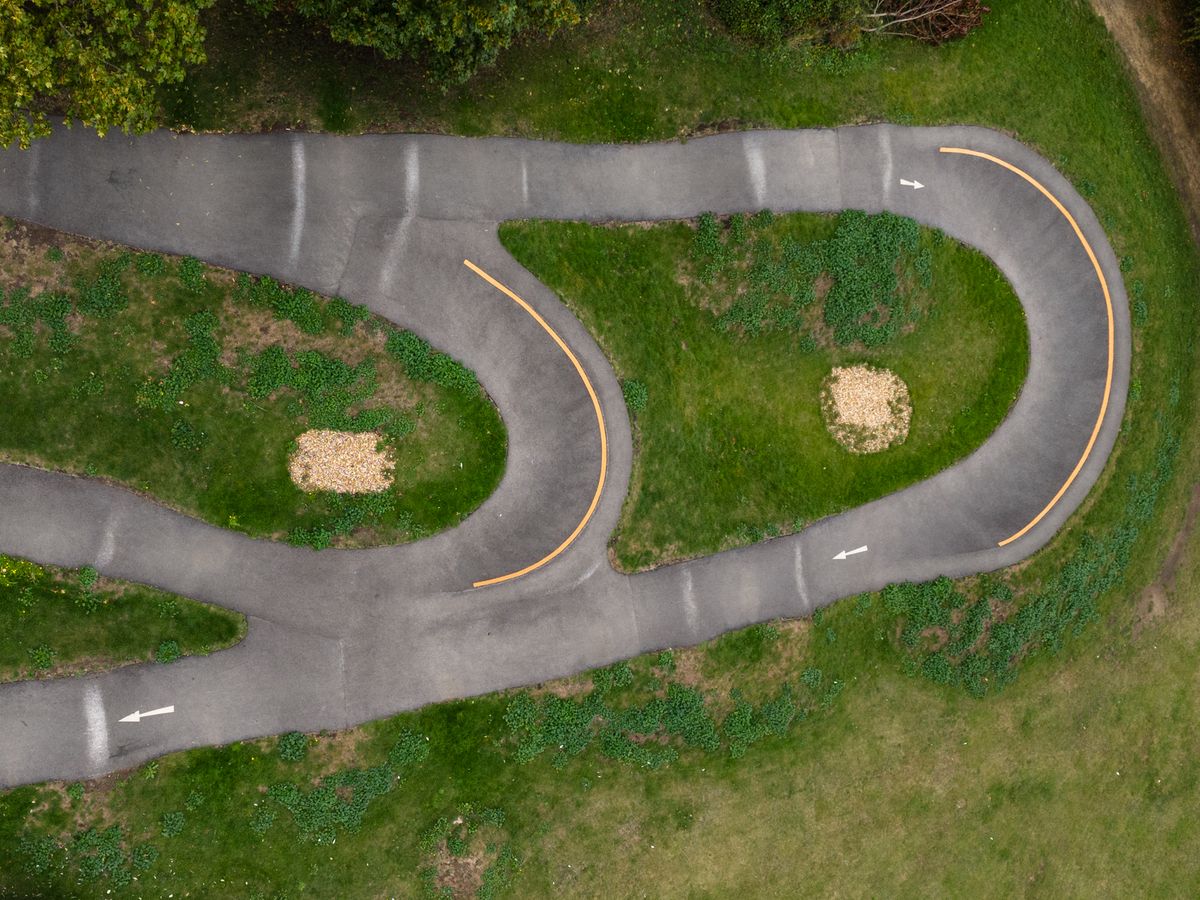 Photo of a BMX track taken with the DJI Mini 4 Pro