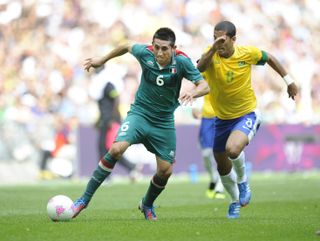 Hector Herrera in action for Mexico against Brazil in the 2012 Olympic men's football final at Wembley.