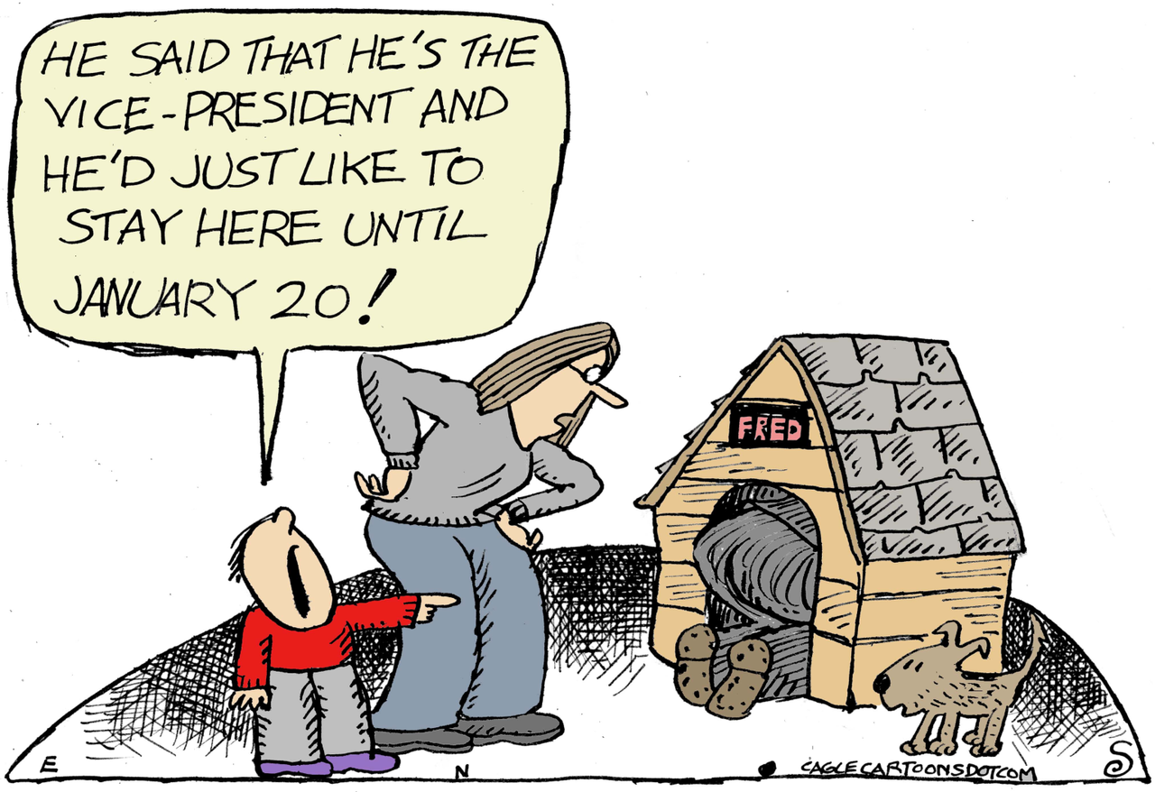 Political Cartoon U.S. Pence Trump Doghouse Inauguration Day 2021