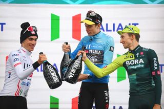 The Tirreno-Adriatico 2024 podium celebrate