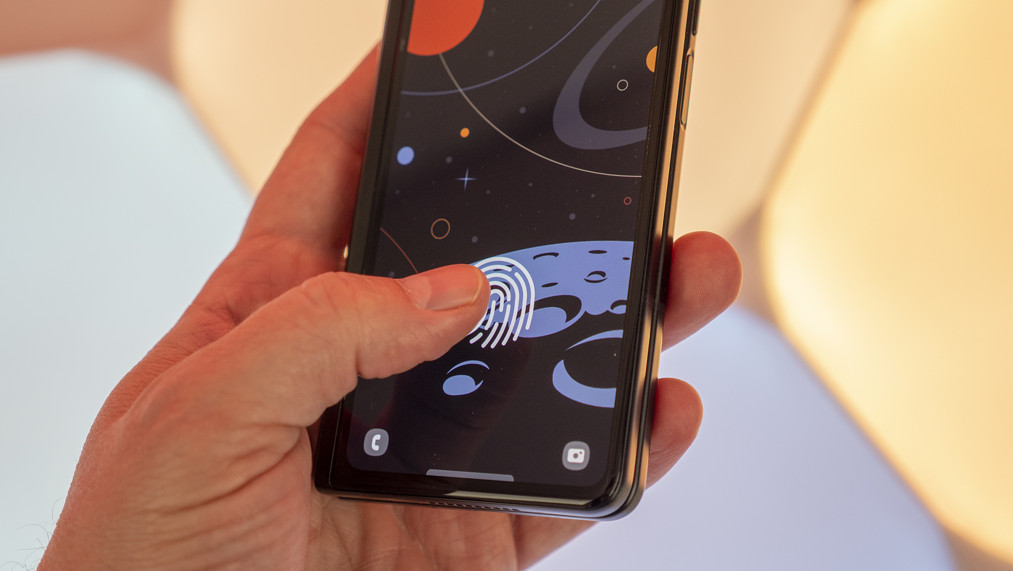 A fictional in-display fingerprint scanner on the Galaxy Z Fold 3