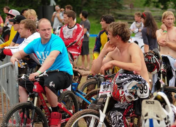 Spectators at the bottom of the course