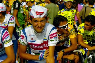 Marco Pantani lines up for his professional debut in Camaiore in 1992.
