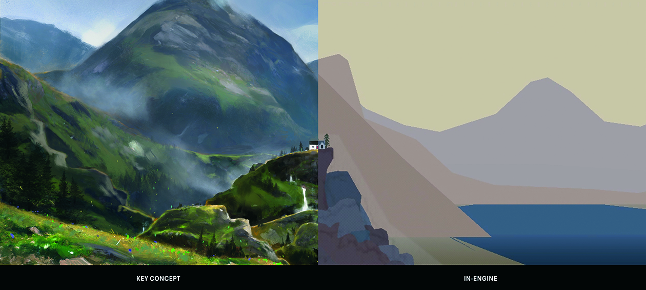 An example of concept art showing a fantasy environment from a video game