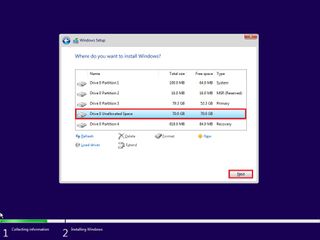 Windows 11 Setup select installation drive