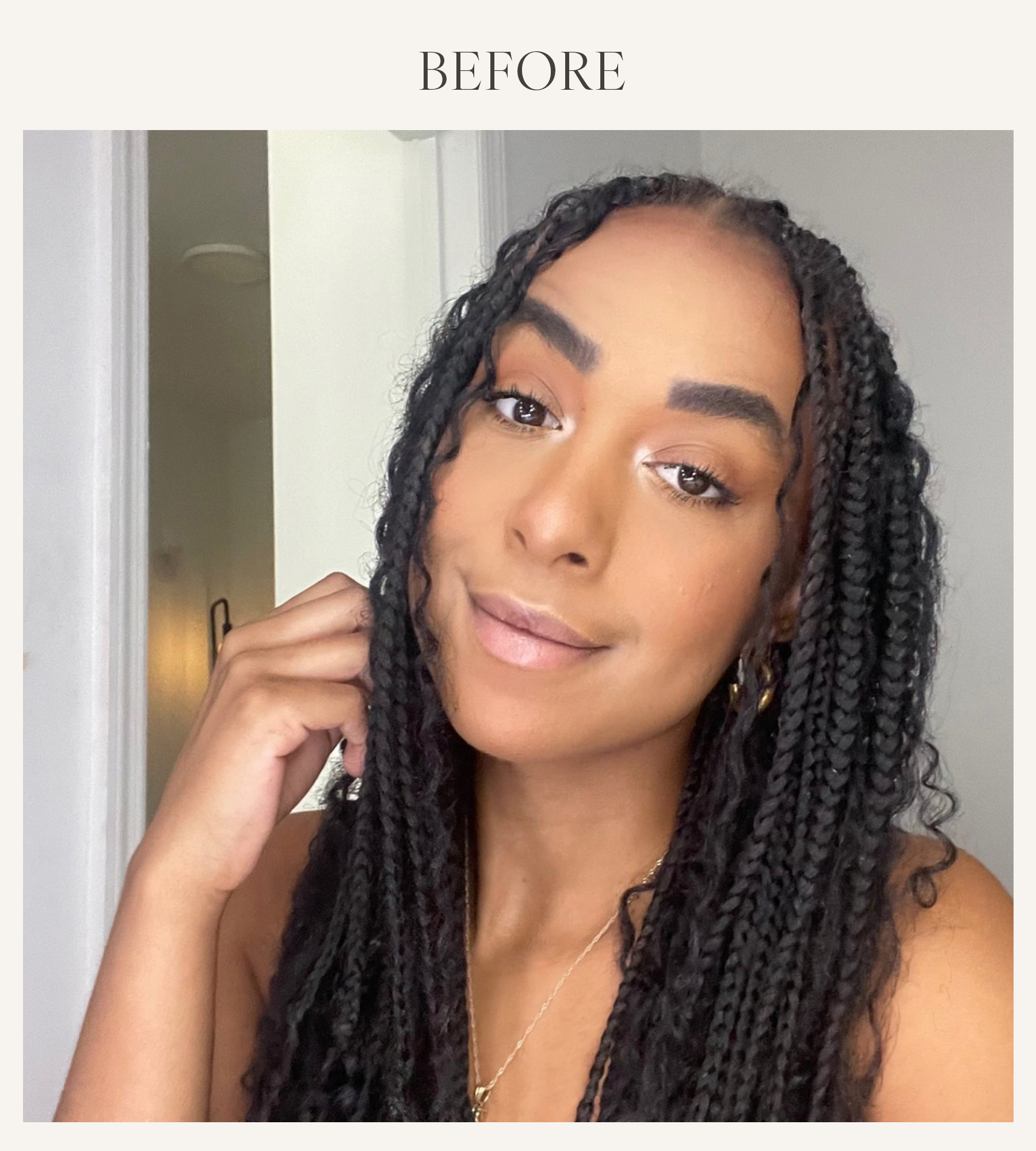 Before photo of Grace O'Connell Joshua testing the Dior lip plumper