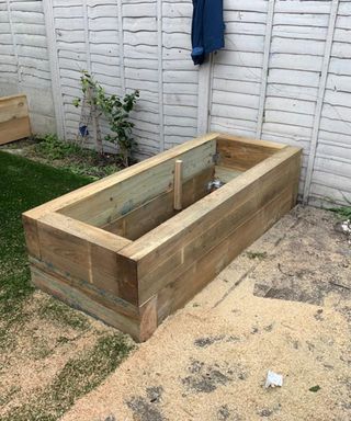 raised planter made out of sleepers