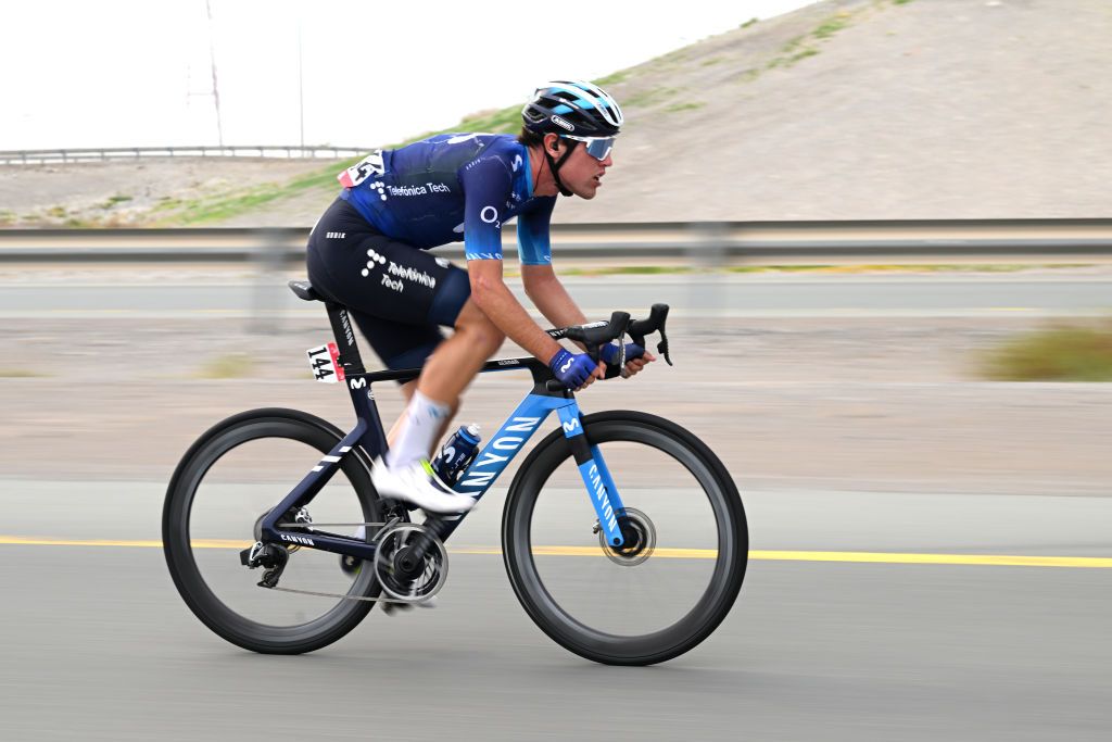 Oier Lazkano Lopez was the last rider of the easrly attack to stay away on stage 3 of the UAE Tour