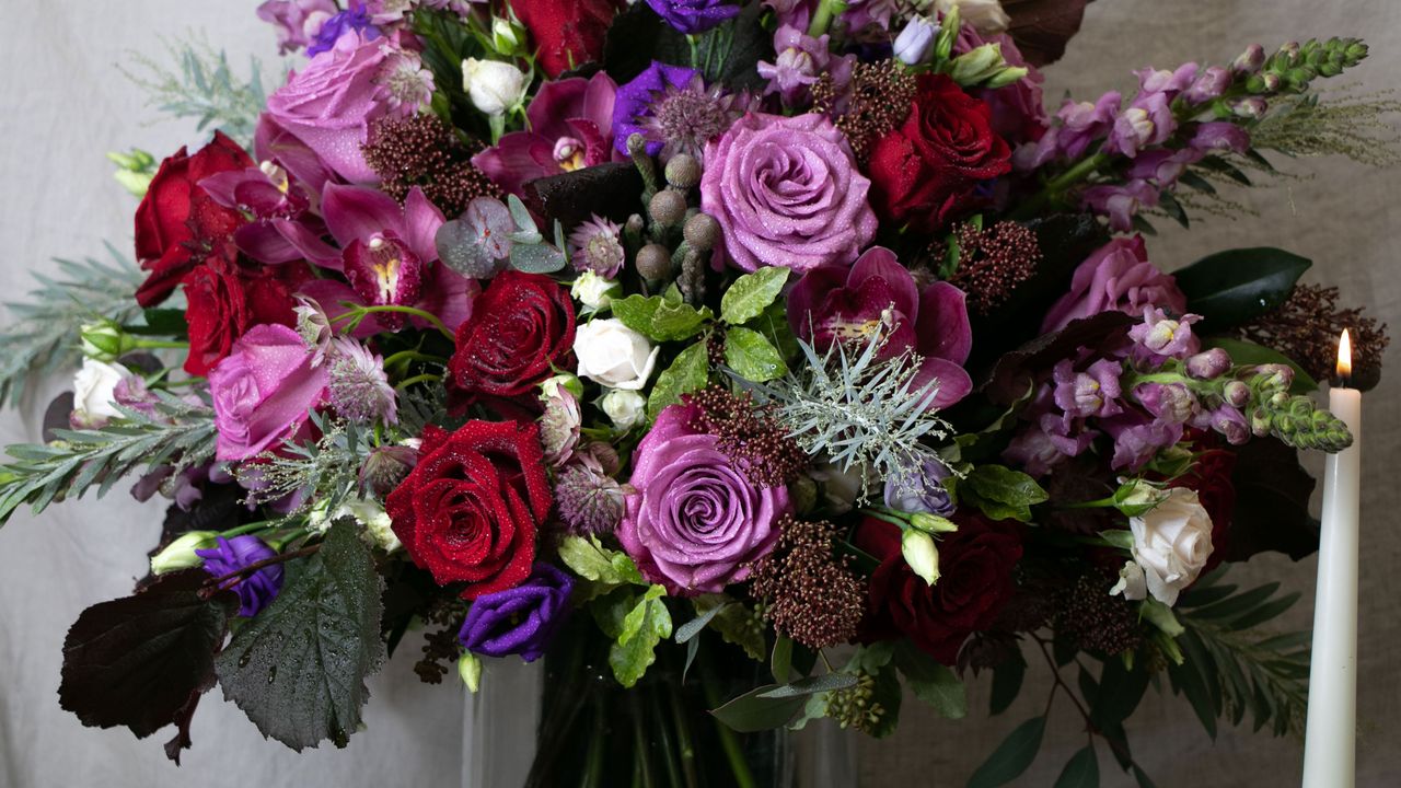 Christmas flower arrangement with roses