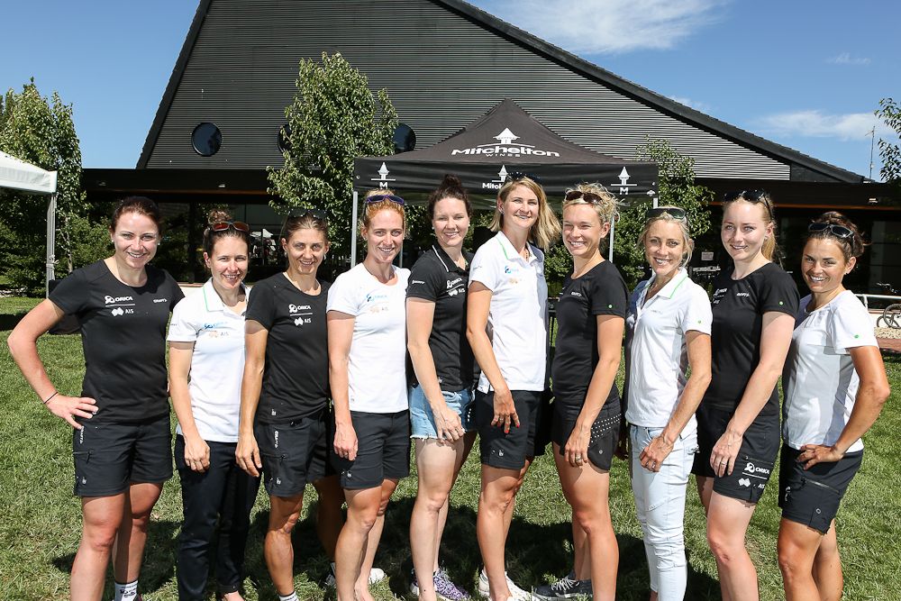 Womens Green Edge-Orica Team, L-to-R, Annemiek van Vleuten, Amanda Spratt, Katrin Garfoot, Chloe McConville,Sarah Roy, Loren Rowney, Taylor Wiles, Rachel Neylan, Gracie Elvin &amp; Lizzie Williams