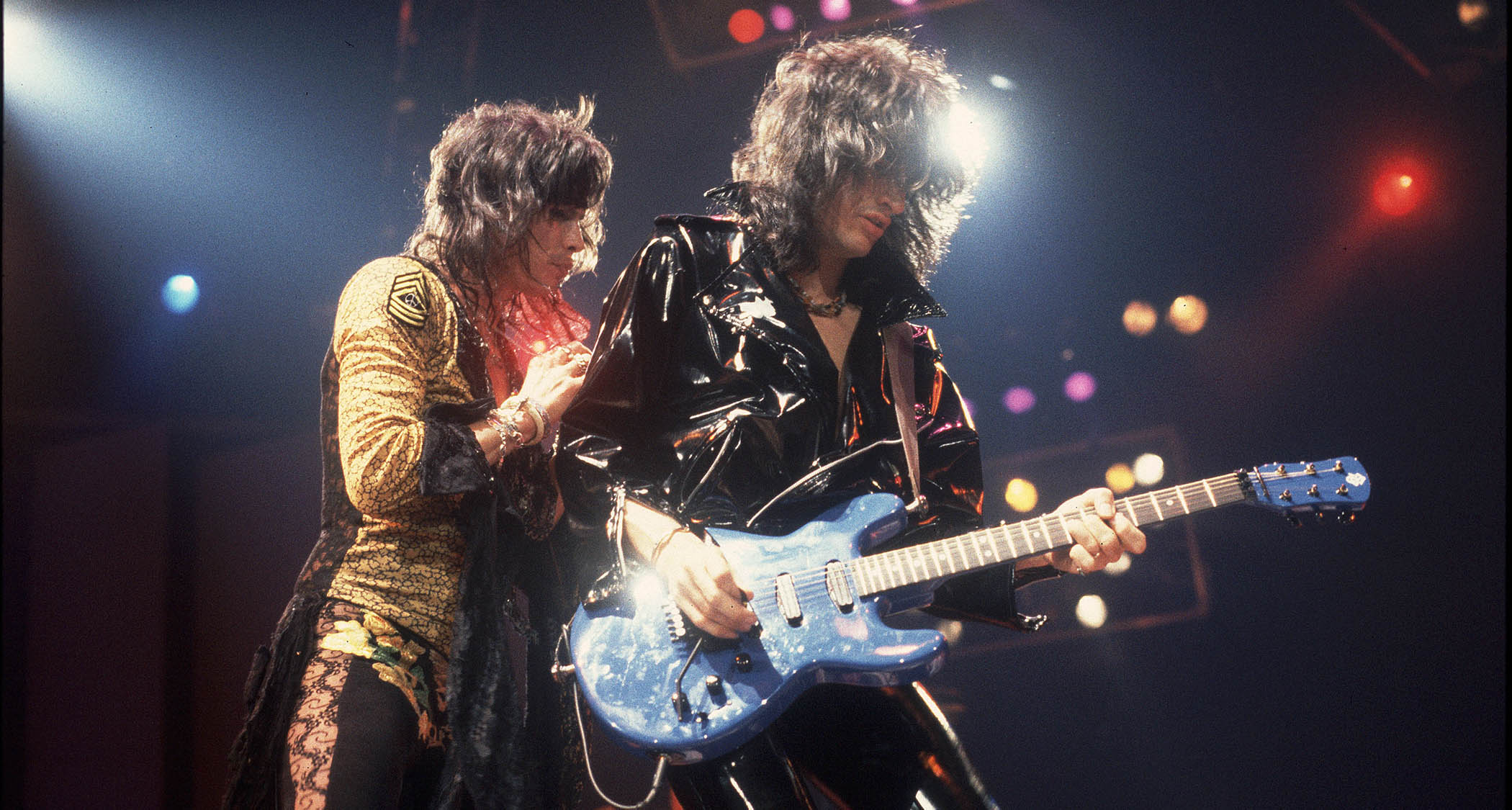 Joe Perry and Steven Tyler rocking out in the '80s