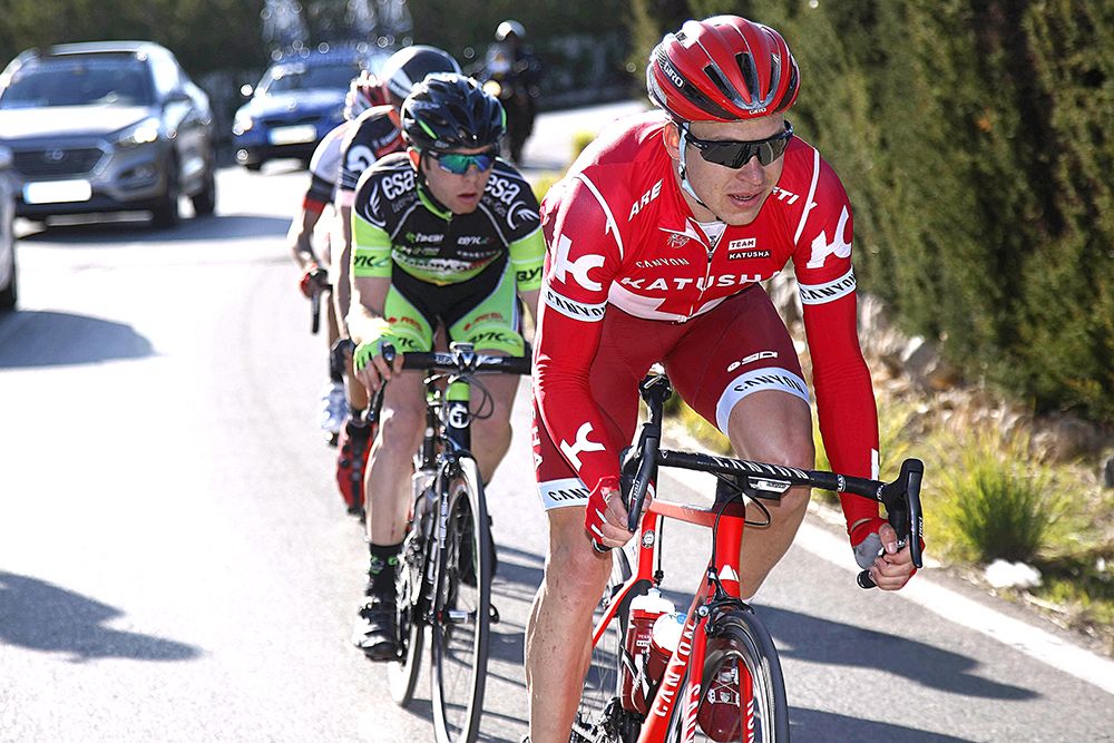 Anton Vorobyev (Katusha) leads the breakaway