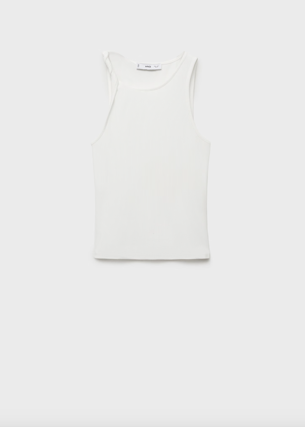MANGO, Ribbed Top With Asymmetrical Straps 
